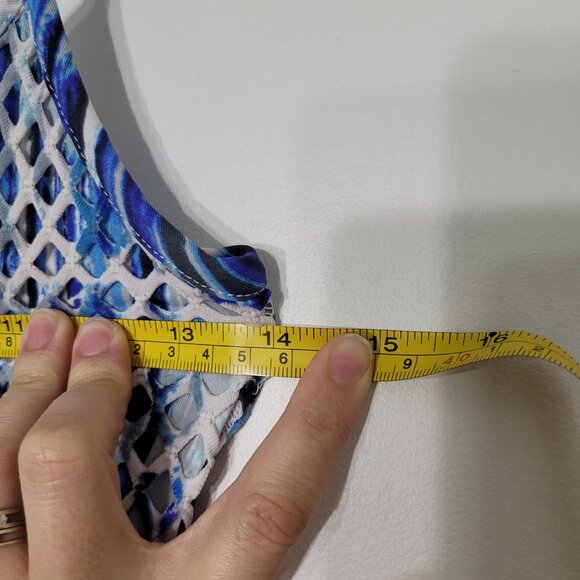 Colori Blue Tones Mini Dress Maxi Netting Overlay Spaghetti Straps Beachy  Small - Picture 7 of 8